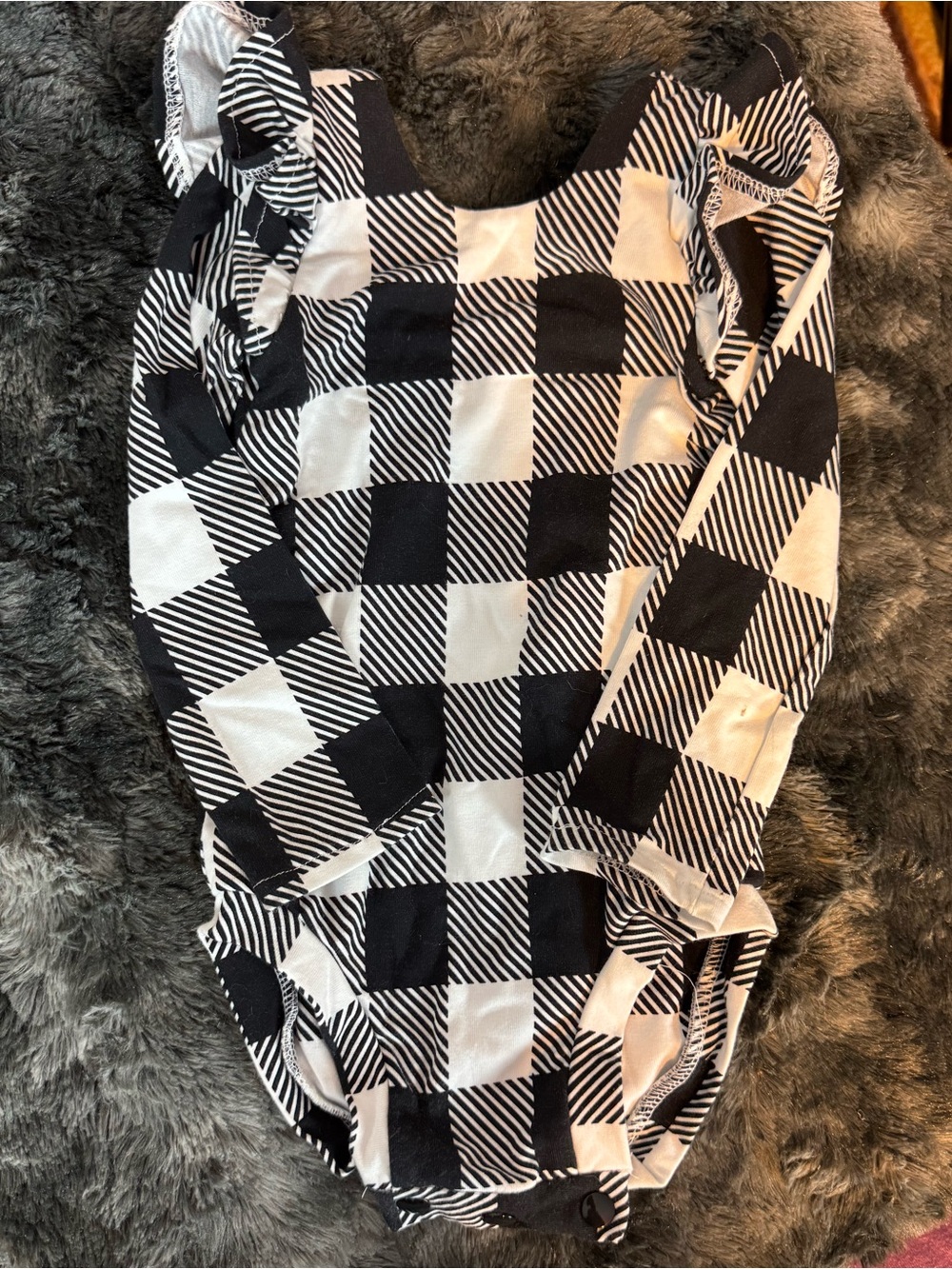 Black & White Gingham Kids One-Piece Swimsuit